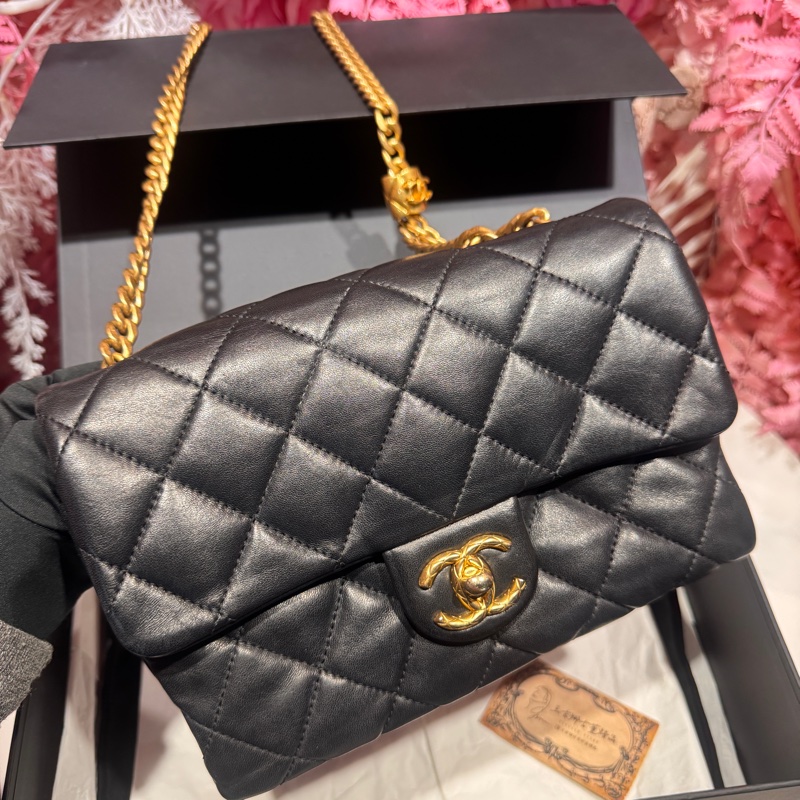 Chanel 黑金金柱調節包/王吉娜古董精品-3