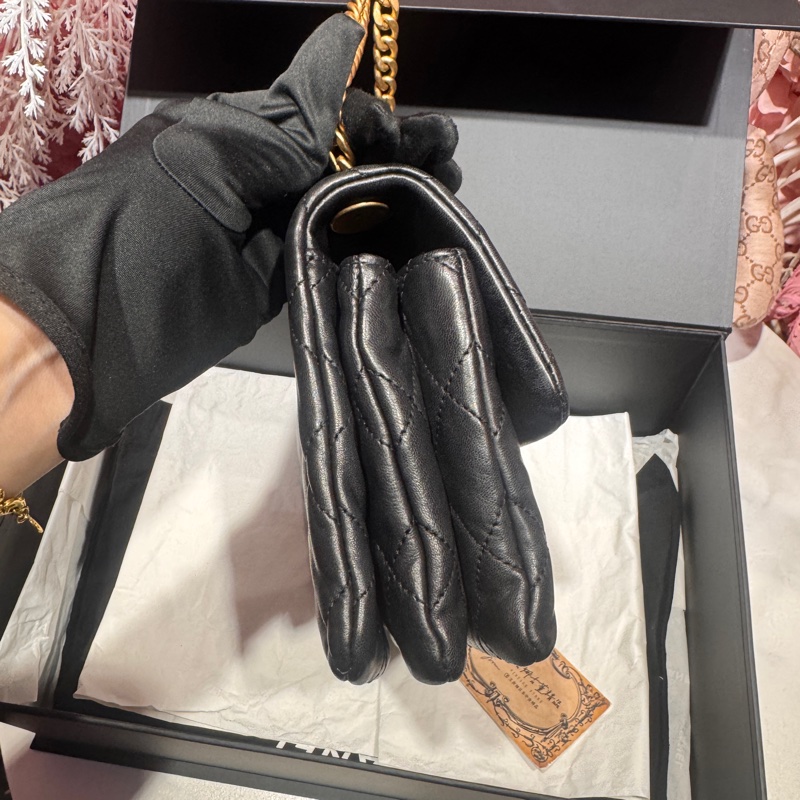 Chanel 黑金金柱調節包/王吉娜古董精品-4
