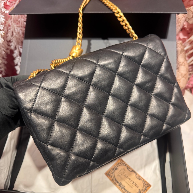 Chanel 黑金金柱調節包/王吉娜古董精品-5