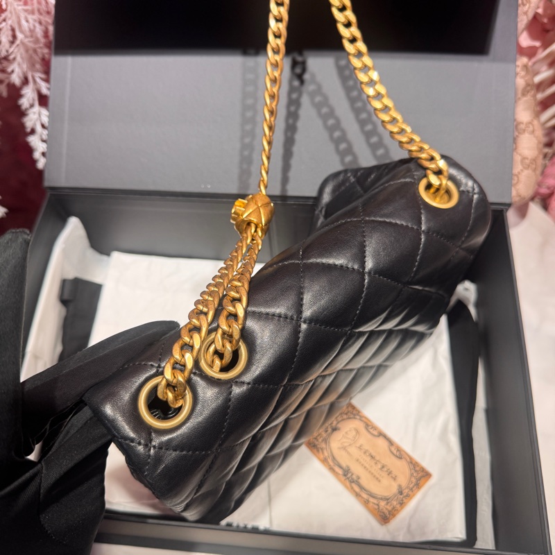 Chanel 黑金金柱調節包/王吉娜古董精品-8