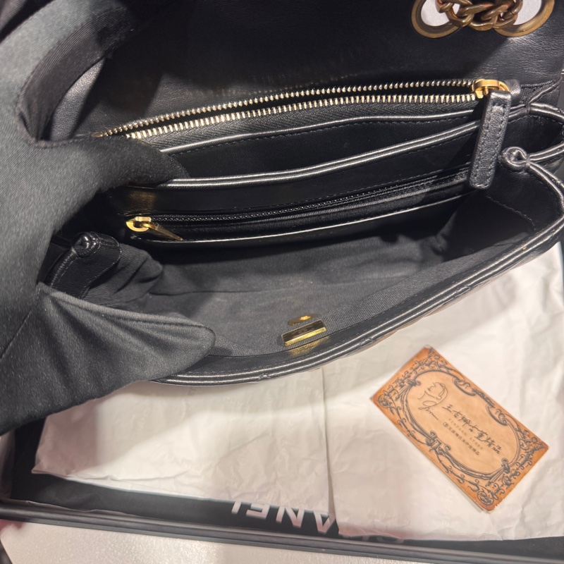 Chanel 黑金金柱調節包/王吉娜古董精品-9