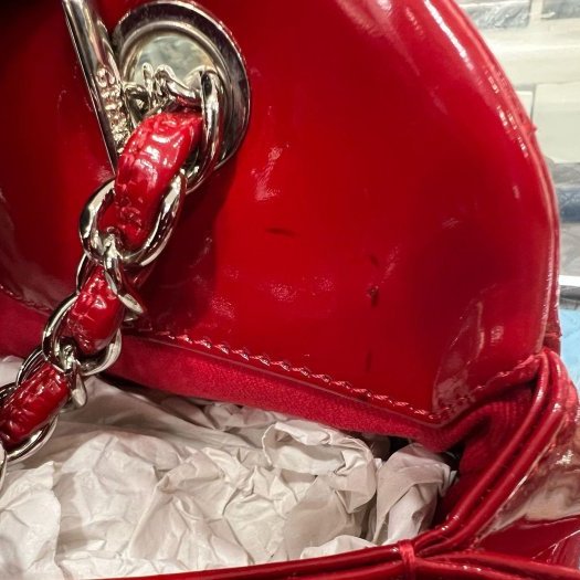 東區正精品㊣Chanel 香奈兒紅色漆皮銀鍊三層貝殼包肩背包 RA1815-6