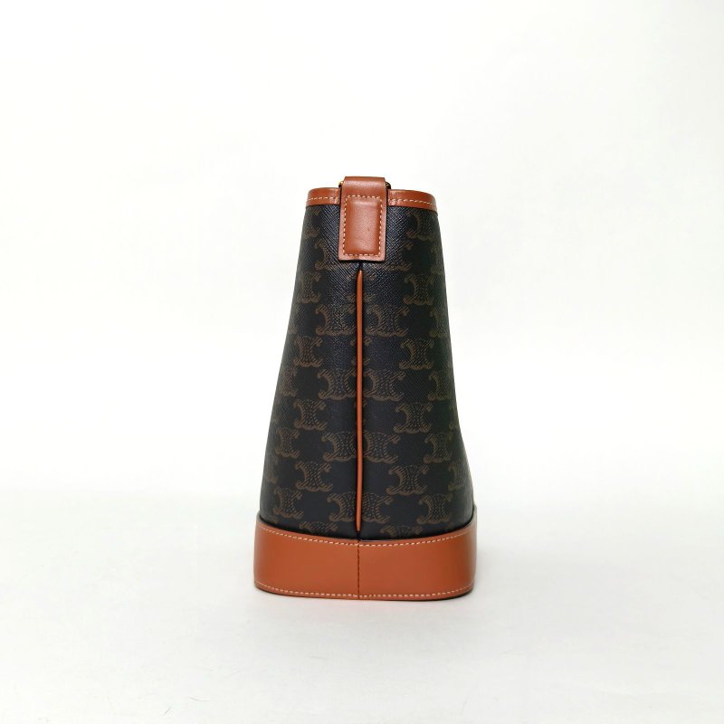 CELINE Triomphe凱旋門標誌印花Canvas水桶包小號18老花PVC金扣肩背包-1