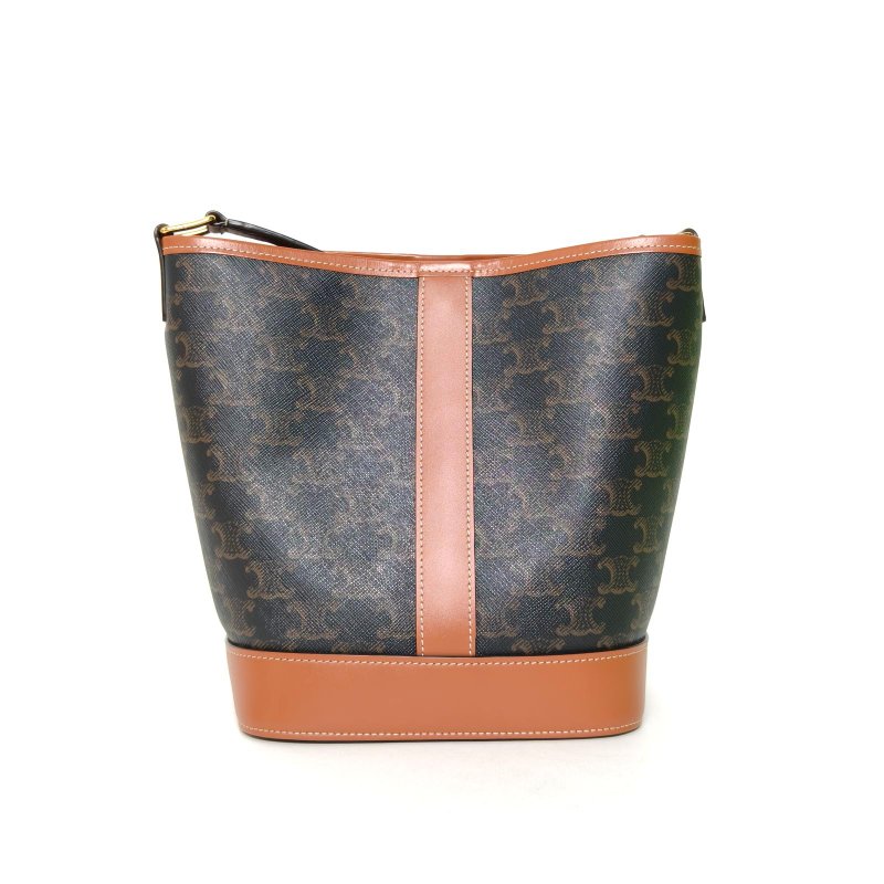 CELINE Triomphe凱旋門標誌印花Canvas水桶包小號18老花PVC金扣肩背包-2