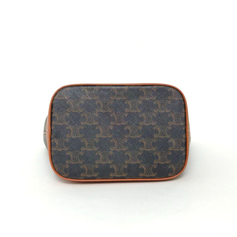 CELINE Triomphe凱旋門標誌印花Canvas水桶包小號18老花PVC金扣肩背包-4