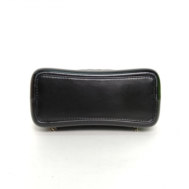 CHANEL GABRIELLE流浪雙肩包小號22.5黑色牛皮晶片開金銀扣菱格紋肩背包-4