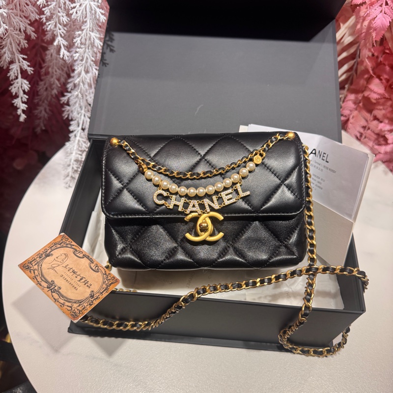 Chanel 黑金方胖子/珍珠水鑽秀款/王吉娜古董精品-0