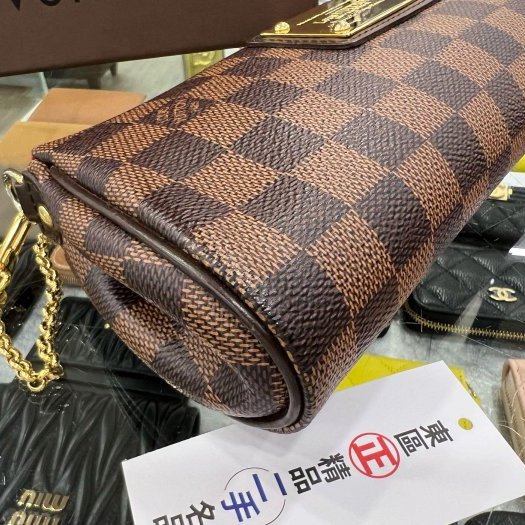 東區正精品㊣LV N55213 EVA 咖啡色棋盤格金牌金鍊手提包肩背包斜背包晚宴包腋下包 RZ5571-8