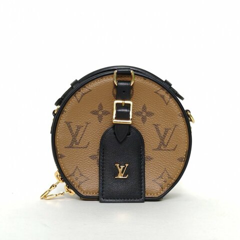 LOUIS VUITTON PETITEBOITECHAPEAU硬圓餅Mini13焦糖色PVC2019老花肩背包