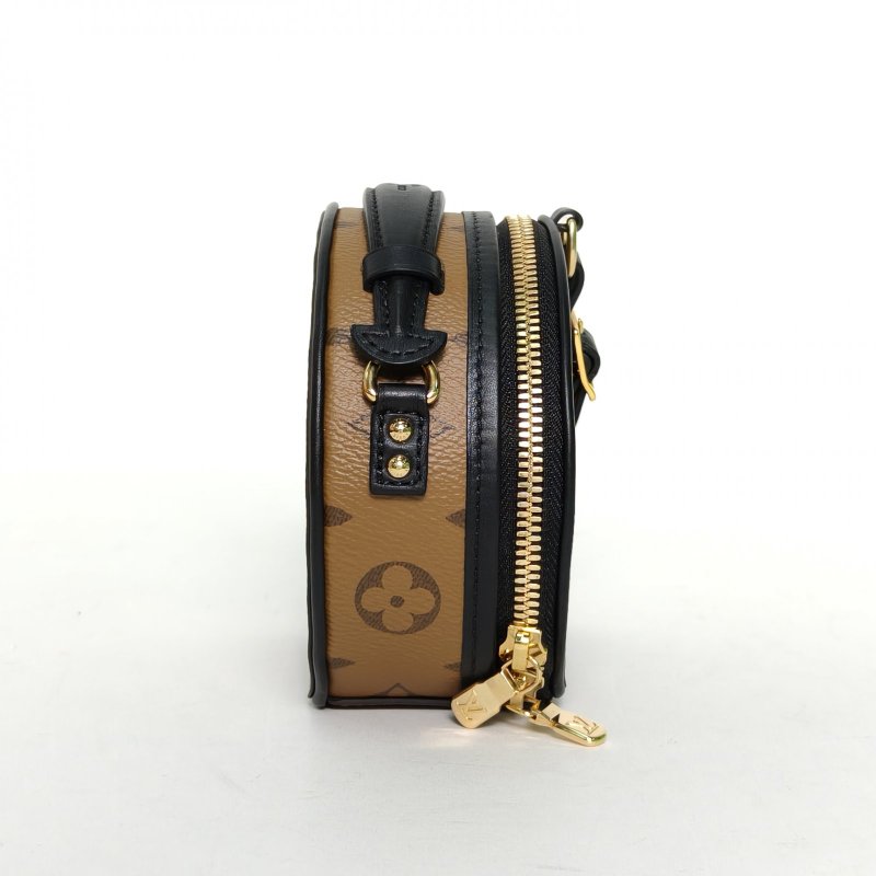 LOUIS VUITTON PETITEBOITECHAPEAU硬圓餅Mini13焦糖色PVC2019老花肩背包-1