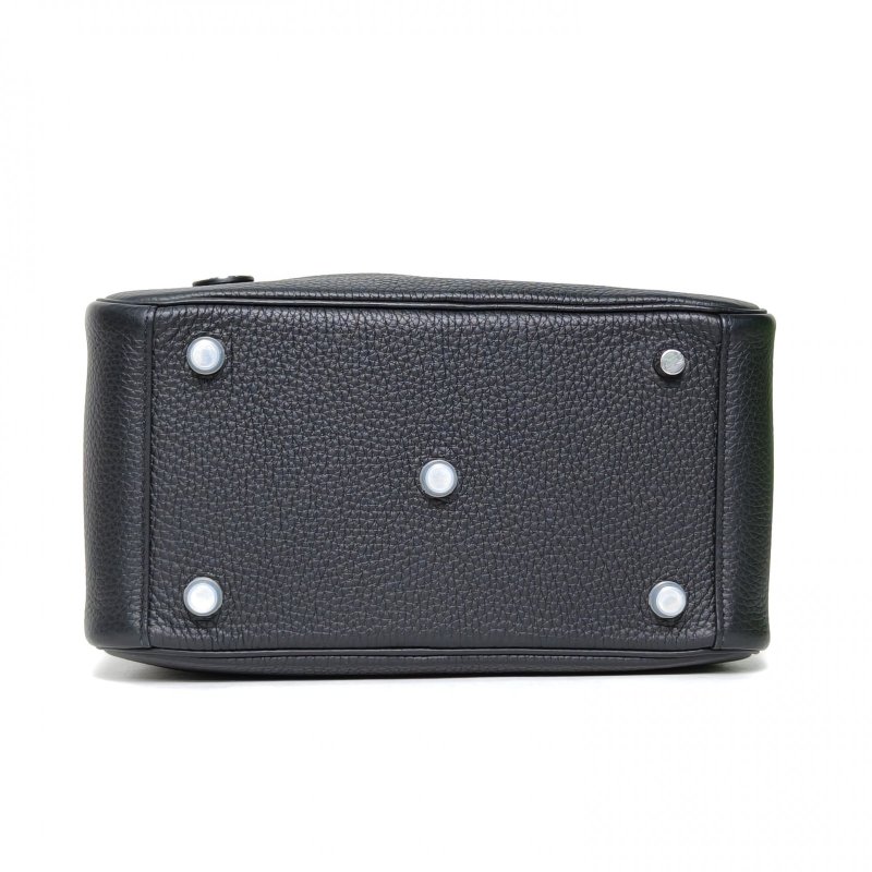 HERMES Lindy3089黑色TC皮C刻銀扣肩背包-4