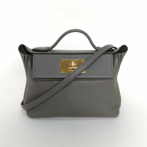 HERMES 2424mini210L積雨雲灰EC皮/Swift皮U刻金扣肩背包