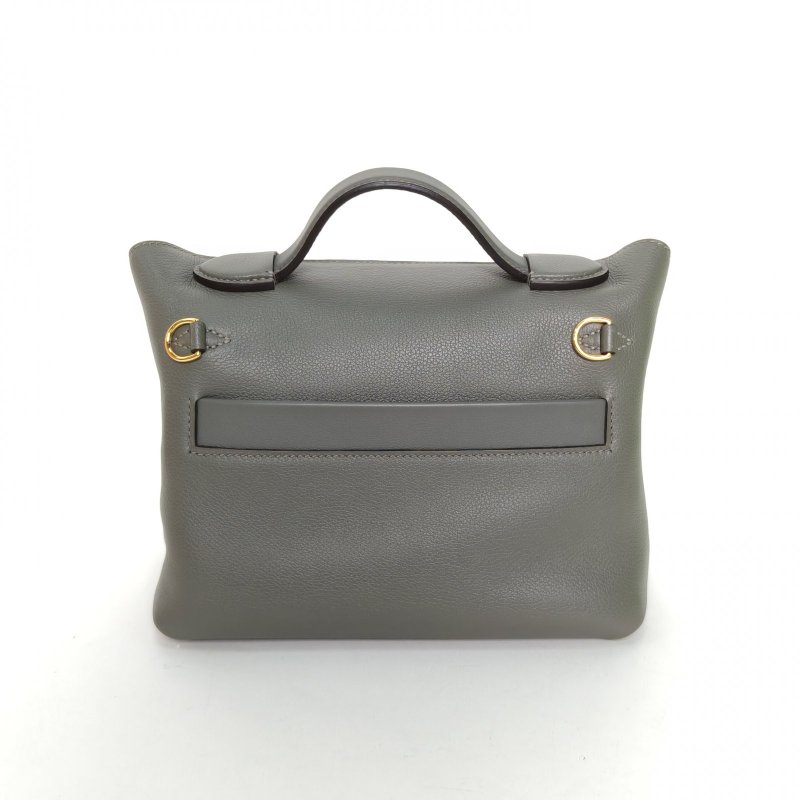 HERMES 2424mini210L積雨雲灰EC皮/Swift皮U刻金扣肩背包-2