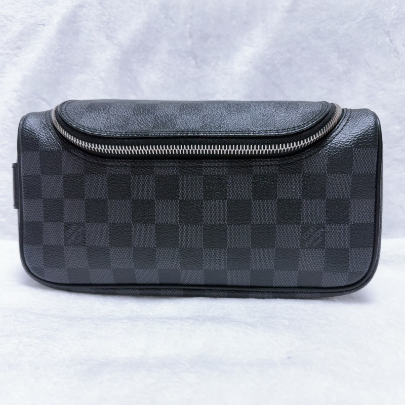 🎄聖誕大特價～12/25全網最低價🎄LV棋盤格手拿包 外出包 洗漱包 盥洗包 旅行包 化妝包 男生包包 銀釦手拿包-5