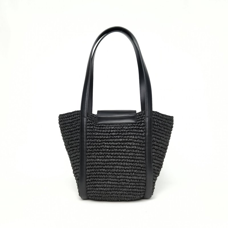 MARNI 黑色草編新款Riviera菜籃子單肩包肩背包-2