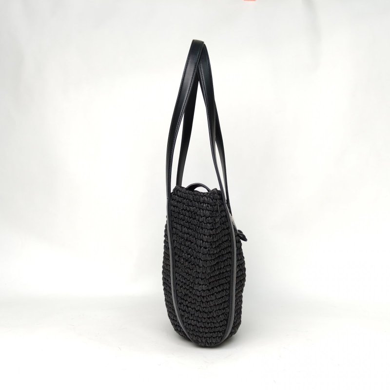 MARNI 黑色草編新款Riviera菜籃子單肩包肩背包-3