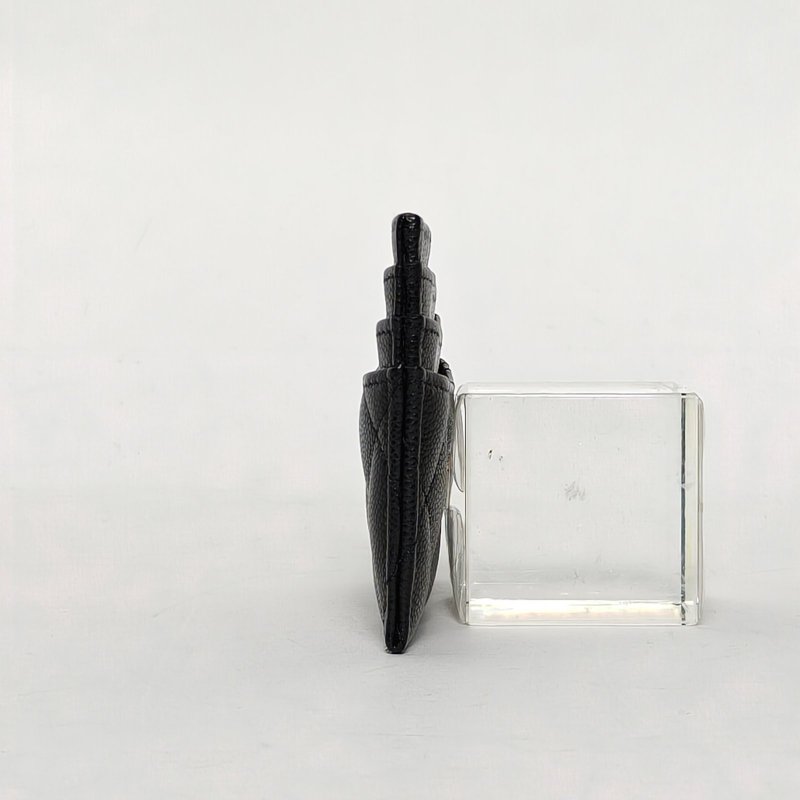 CHANEL CF敞口卡包11黑色荔枝牛皮鐳射標金扣肩背包-1