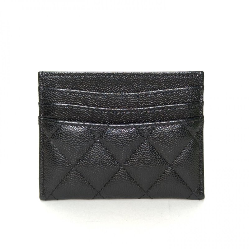 CHANEL CF敞口卡包11黑色荔枝牛皮鐳射標金扣肩背包-2