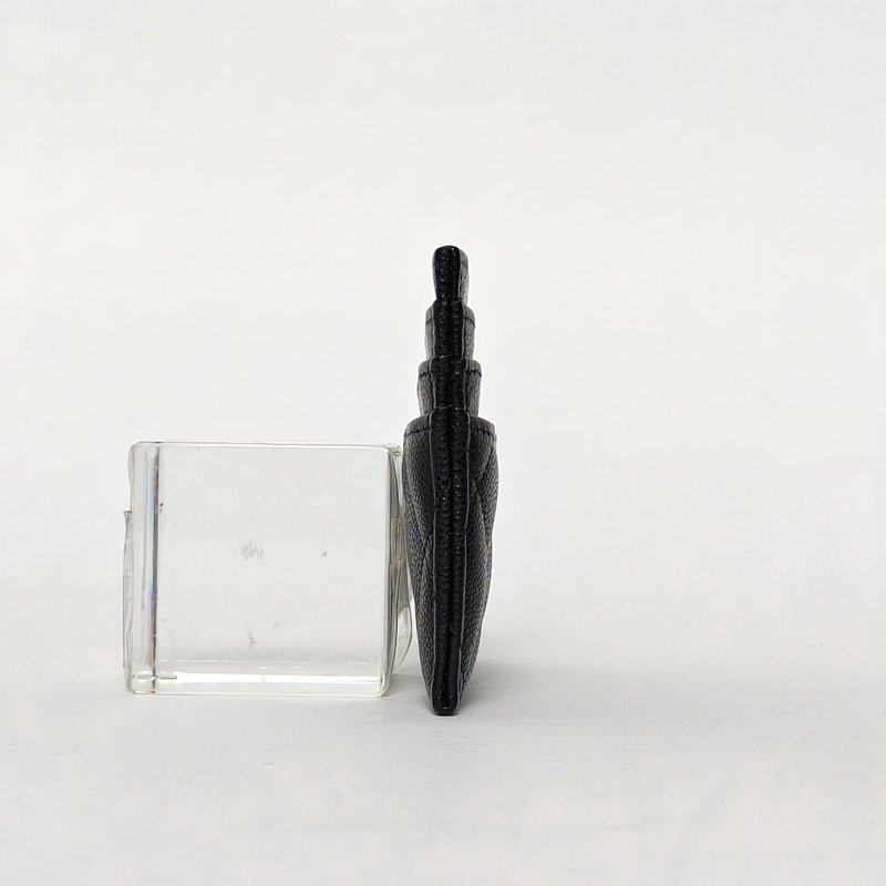 CHANEL CF敞口卡包11黑色荔枝牛皮鐳射標金扣肩背包-3