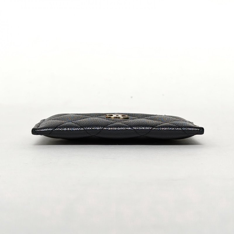 CHANEL CF敞口卡包11黑色荔枝牛皮鐳射標金扣肩背包-4