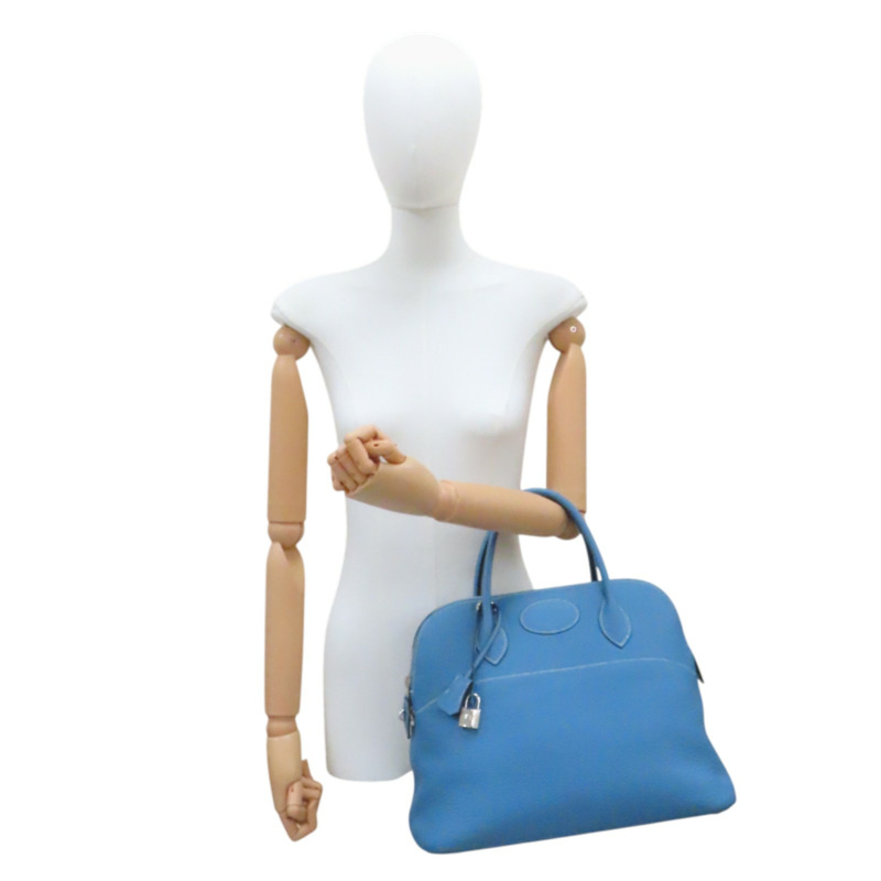 牛仔藍 Taurillon牛革 Bolide 35 柏莉包 两用包 □L刻 銀扣【HERMES 愛馬仕】-9