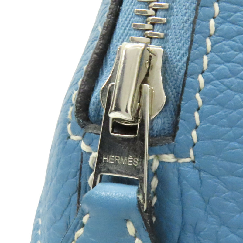 牛仔藍 Taurillon牛革 Bolide 35 柏莉包 两用包 □L刻 銀扣【HERMES 愛馬仕】-14