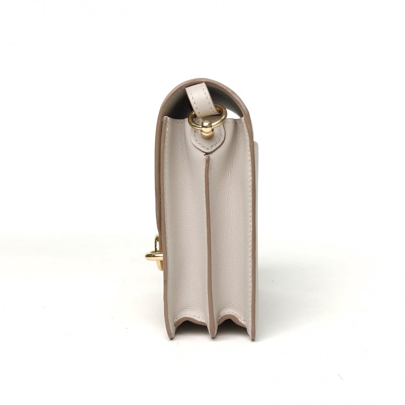 HERMES Roulis豬鼻子1980珍珠灰EC皮D刻金扣肩背包-1