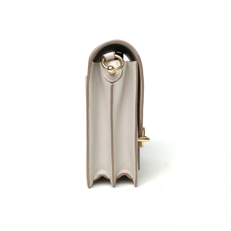 HERMES Roulis豬鼻子1980珍珠灰EC皮D刻金扣肩背包-3