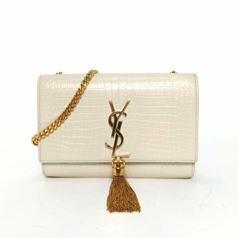 SAINT LAURENT KATE小號20鱷魚壓紋流蘇肩背包