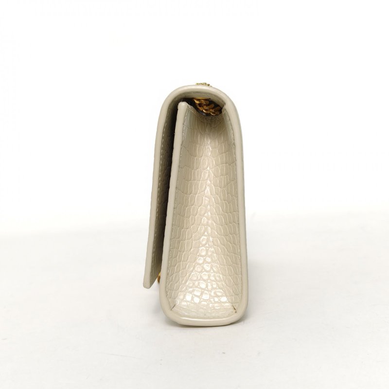 SAINT LAURENT KATE小號20鱷魚壓紋流蘇肩背包-1