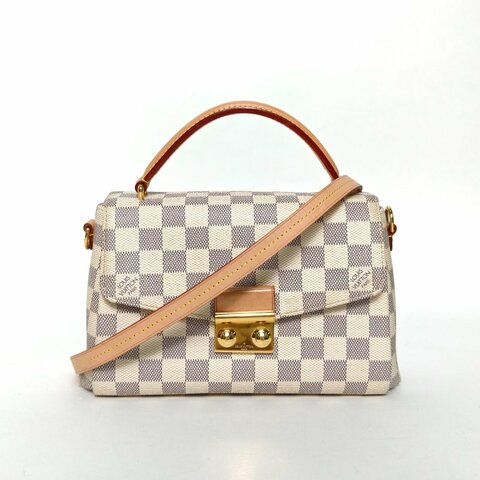 LOUIS VUITTON Croisette手柄郵差包白棋格PVC金扣2019肩背包