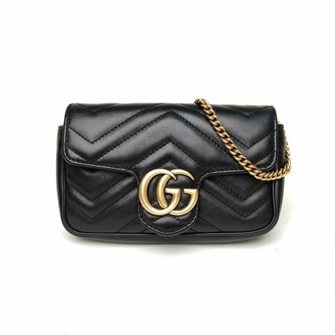 GUCCI GGMarmont肩背包超Mini16.5黑色牛皮金扣肩背包