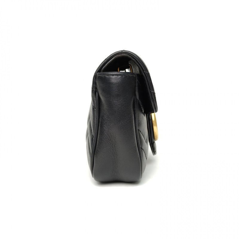 GUCCI GGMarmont肩背包超Mini16.5黑色牛皮金扣肩背包-3