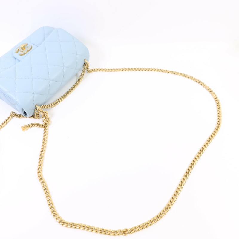 CHANEL 羊皮皮革Chain Shoulder Bag金扣鏈帶肩背袋-5