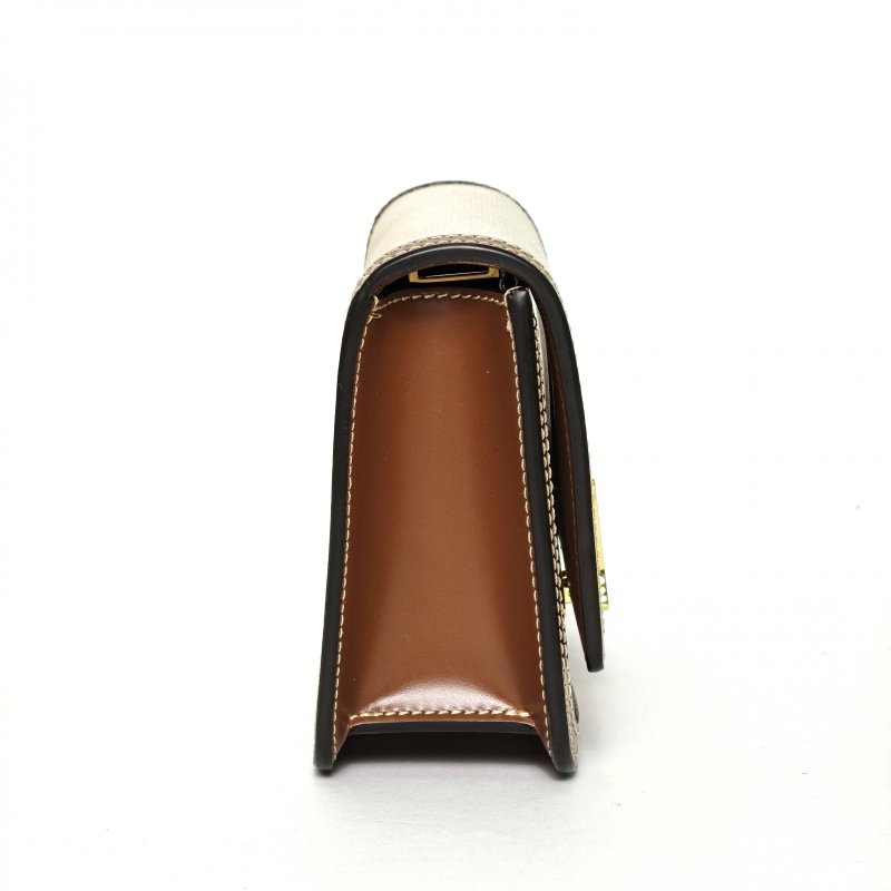 Burberry TBLogo標識斜挎包小號金棕色牛皮/帆布肩背包-3