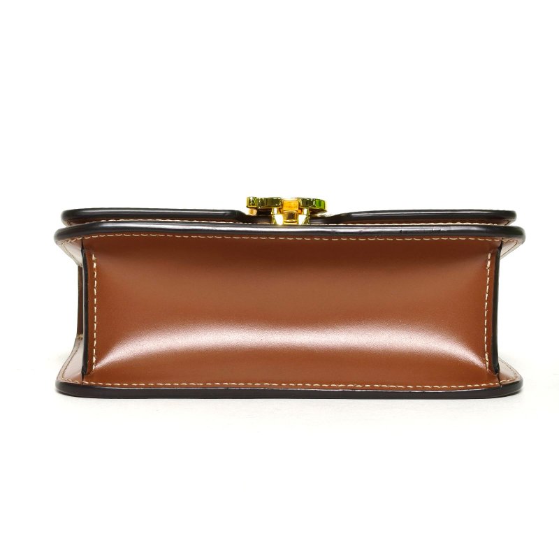 Burberry TBLogo標識斜挎包小號金棕色牛皮/帆布肩背包-4