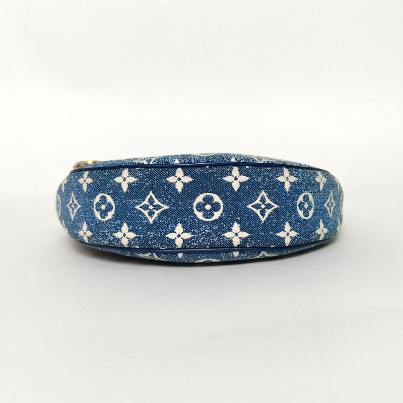 LOUIS VUITTON Loop豌豆包拼牛仔藍牛皮/帆布金扣晶片豌豆包牛皮拼帆布肩背包-4