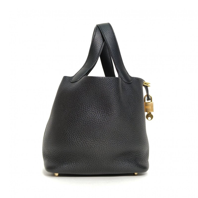 HERMES Picotin菜籃子1889黑色TC皮D刻金扣肩背包-1