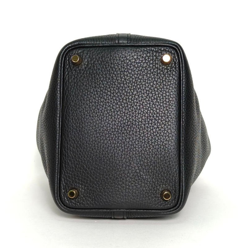 HERMES Picotin菜籃子1889黑色TC皮D刻金扣肩背包-4