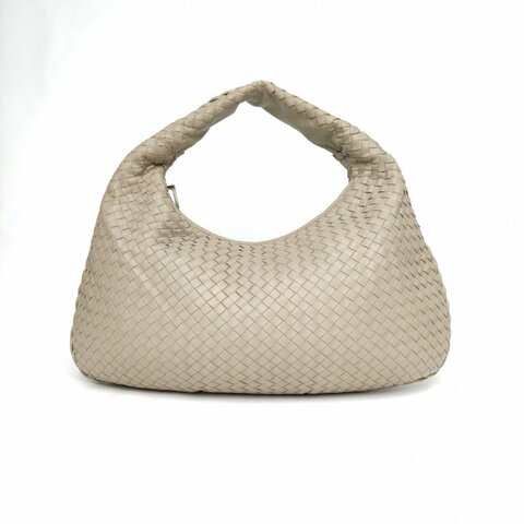 BOTTEGA VENETA 灰色羊皮經典編織和尚包hobo腋下包肩背包