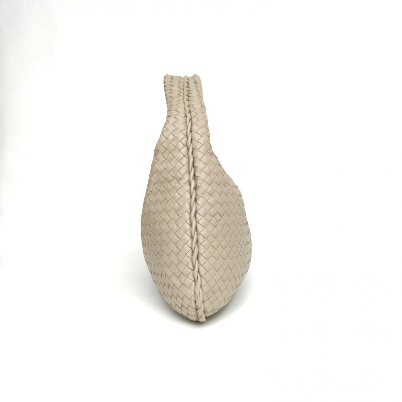 BOTTEGA VENETA 灰色羊皮經典編織和尚包hobo腋下包肩背包-3