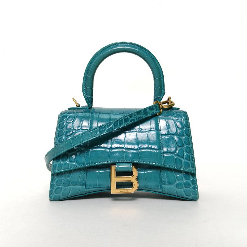 BALENCIAGA Hourglass沙漏XS碼綠色牛皮肩背包-0