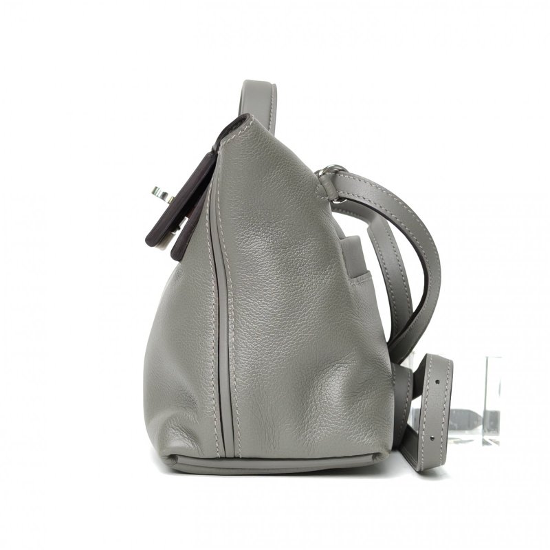 HERMES 2424mini2189黑色拼0L積雨雲灰EC皮/Swift皮B刻銀扣肩背包-1