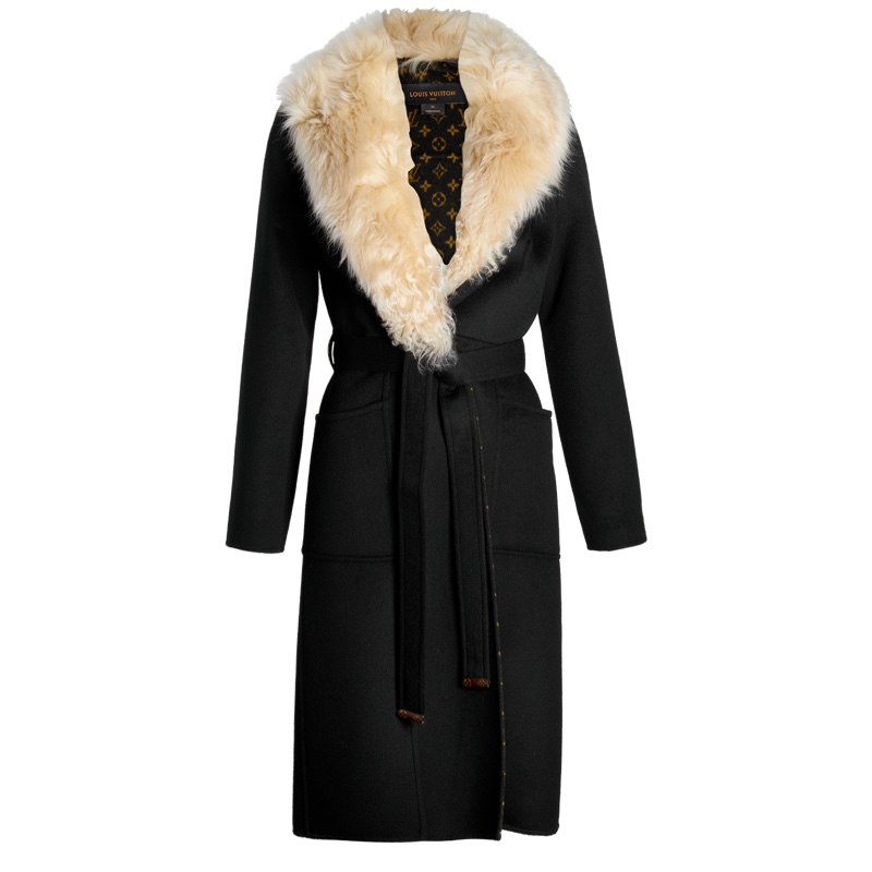 ⚠️保留中LV Louis Vuitton Monogram 羊毛大衣外套 皮草領邊 原價3折出售-2