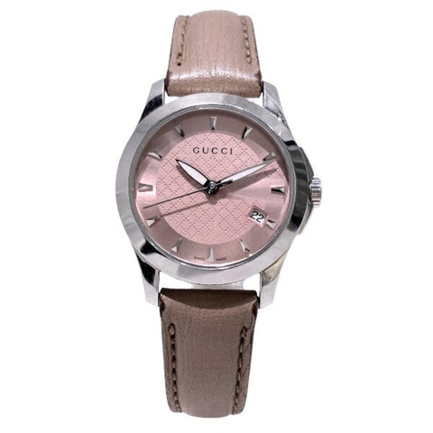 Gucci G-Timeless 126.5 石英腕錶，粉紅錶盤，女款