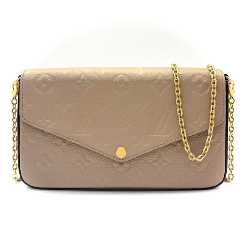 Louis Vuitton Pochette Felicie Monogram Empreinte Tourterelle 肩背包，米色，M82609