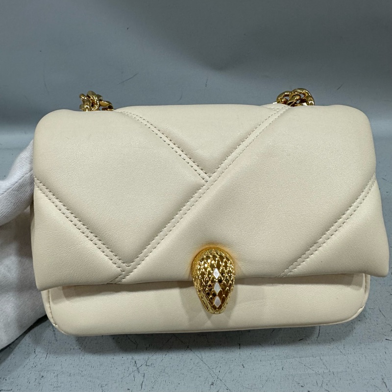 Bvlgari 291089 米白牛皮金鏈舌頭包 斜背包-1