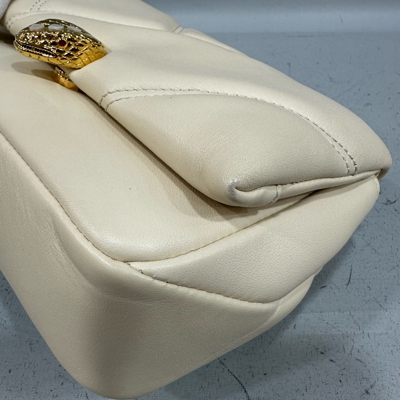 Bvlgari 291089 米白牛皮金鏈舌頭包 斜背包-8