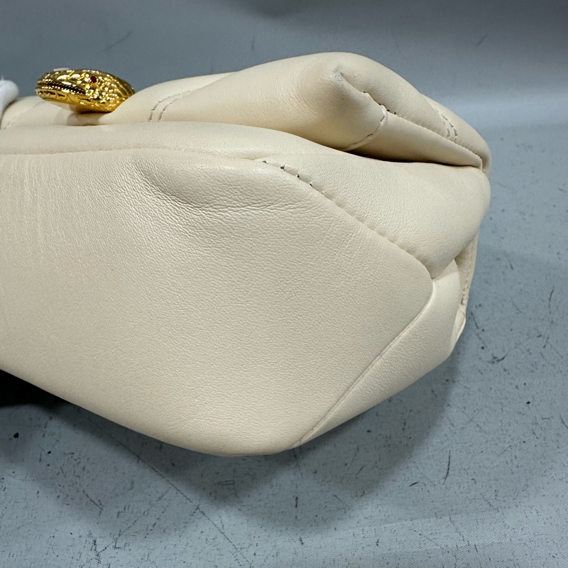 Bvlgari 291089 米白牛皮金鏈舌頭包 斜背包-9