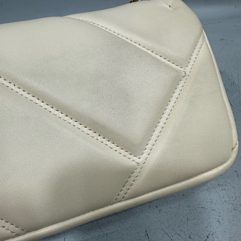 Bvlgari 291089 米白牛皮金鏈舌頭包 斜背包-14